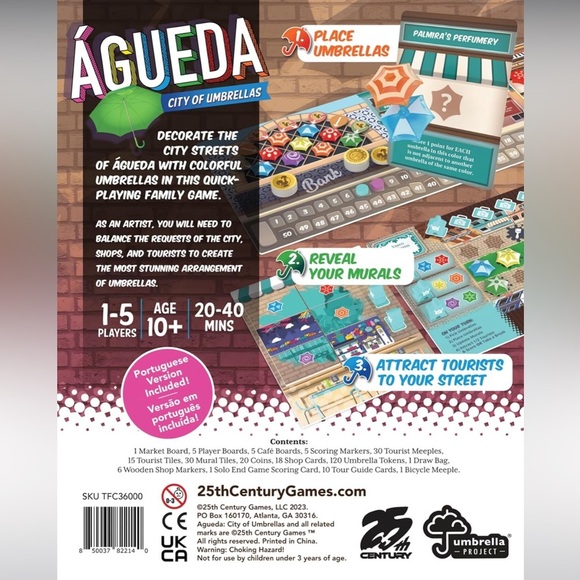 NWT Águeda: City of Umbrellas, Strategy Board Game for 1 to 5 Players Ages 10+ - Picture 9 of 9